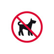 No fouling dog prohibited sign, no walk forbidden modern round sticker, vector illustration
