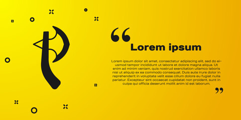 Poster - Black Wooden axe icon isolated on yellow background. Lumberjack axe. Happy Halloween party. Vector