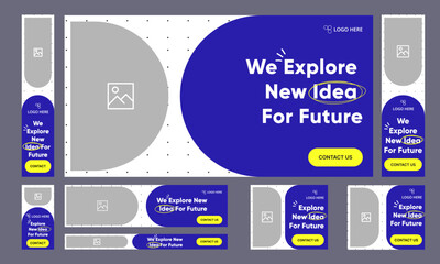 Wall Mural - Digital consultancy firm set of web banner template design for social media posts, digital agency editable vector eps 10 file format banner design