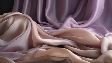  a painting of a bed with a purple and beige comforter.  generative ai