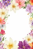 Fototapeta Kwiaty - Beautiful botanical border, floral invitation, cards, Floral decorations, template frame. Geenrative Ai