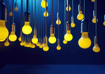 Wall Mural - An imagined concept with the light bulb in several colors and in front of several colored backgrounds. It was created with the help of AI.