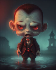 Wall Mural - Dracula cute chibi style Generative AI