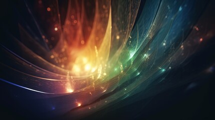 Wall Mural - glitter glow heavenly light flare shine in dark, abstract background of lights, Generative Ai