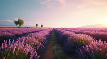 Lavender Field In Region Created With Generative Ai