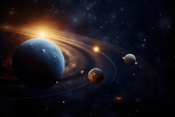 Wall Mural - an artistic rendering of the solar system or galaxy with vibrant colors and textures. generative ai.