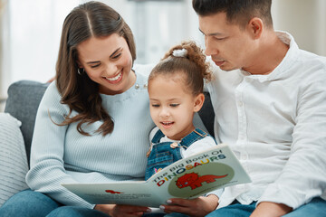 Canvas Print - Together we can build a beautiful life. a mother and father reading to their daughter.