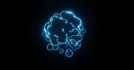 Wall Mural - Abstract background with neon fluid on a black background. Smooth animation of bubbles with blue glow