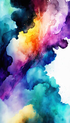 Wall Mural - Colorful watercolor background with color splashes and brush strokes. Generative AI