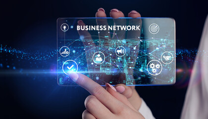 Wall Mural - business, technology, internet and network concept. online business network. 3d illustration