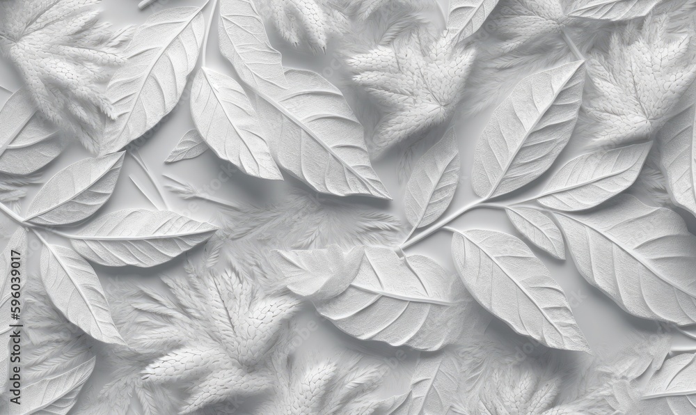 Texture Spring White White paint texture with a pattern of grass and leaves, Background for ...