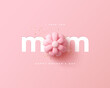 Mother's Day minimal background with decor elements. 3d vector illustration.