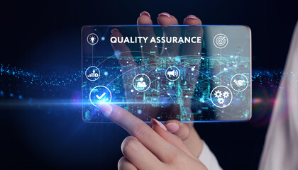 Wall Mural - Business, Technology, Internet and network concept. Quality Assurance service guarantee standard. 3d illustration