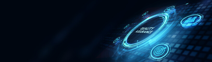 Wall Mural - Business, Technology, Internet and network concept. Quality Assurance service guarantee standard. 3d illustration