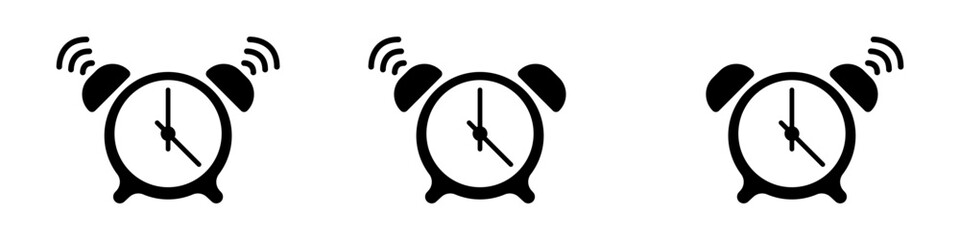 Wall Mural - Alarm clocks vector set. Countdown icon. Vibrating alarm clock vector. Buzzing clock vector. Alarm clock notification icon.