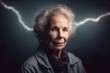 © Robert MEYNER - Portrait of a beautiful senior woman with lightning in the background.