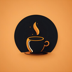 Hot coffee cup minimalistic square illustration