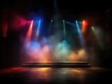 Fototapeta Perspektywa 3d - stage background with spotlight, rainbow color light generative ai