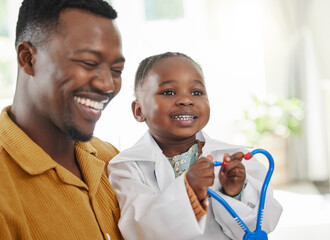 Poster - Youll be a brilliant doctor. a little girl pretending to be a doctor while playing with her father.