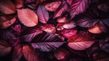 Wine Red Autumn Leaves Texture, Fall Nature Background, Generate Ai.