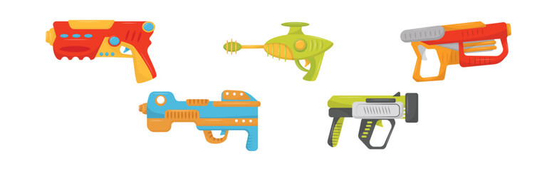 Water Gun or Water Pistol as Toy Gun for Shooting Water Vector Set