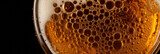 Fototapeta Boho - beer top view background, foam and bubbles, panoramic photo, studio light, AI