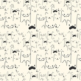 Fototapeta Pokój dzieciecy - Pattern domestic cat.Cute animals seamless pattern for packaging, print.Vector illustration