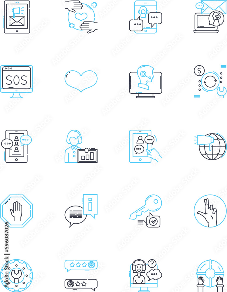 Internet support linear icons set. Connectivity, Broadband, Wi-Fi, Nerk ...