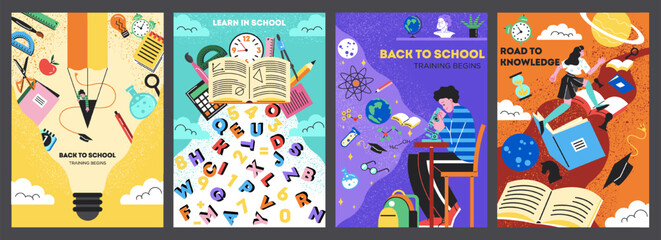 Set of back to school posters