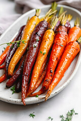Wall Mural - Roasted carrots with green herbs