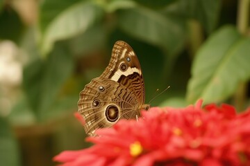 Sticker - colorful butterfly resting on a vibrant flower. Generative AI