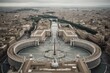 Birds-eye view of St. Peter's Square, Vatican City, Rome. Generative AI