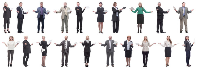 Wall Mural - group of people holding tablet with outstretched hand