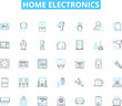 © Nina - Home electronics linear icons set. Television, Ph, Computer, Headphs, Smartwatch, Speaker, Tablet line vector and concept signs. Camera,Microwave,Oven outline illustrations