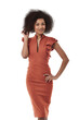 © Khushboo/peopleimages.com - Fashion, portrait and black woman posing on isolated, transparent and png background. Face, smile and stylish african girl model relax in a dress, carefree and cheerful, confident and satisfaction