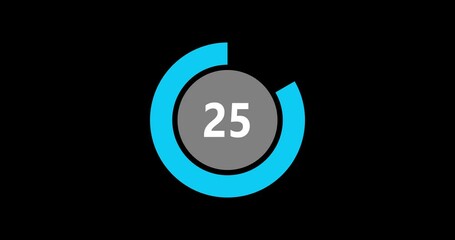 countdown timer from 30 to 0 seconds realtime. modern flat design of countdown animation on black ba