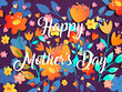 Leinwanddruck Bild - Mother's Day celebration greeting card on purple background with floral design and  and Happy Mother's Day text. 