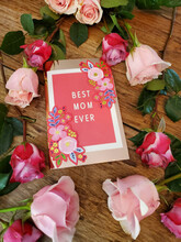 Mother's Day Celebration Greeting Card With Floral Background For Letters With Cell Size.