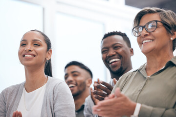 Canvas Print - That presentation was really good. a group of businesspeople clapping hands in a meeting at work.