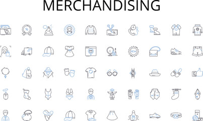  Merchandising line icons collection. Loans, Credit, Funding, Capital, Assets, Equity, Interest vector and linear illustration. Debt,Investment,Lending outline signs set