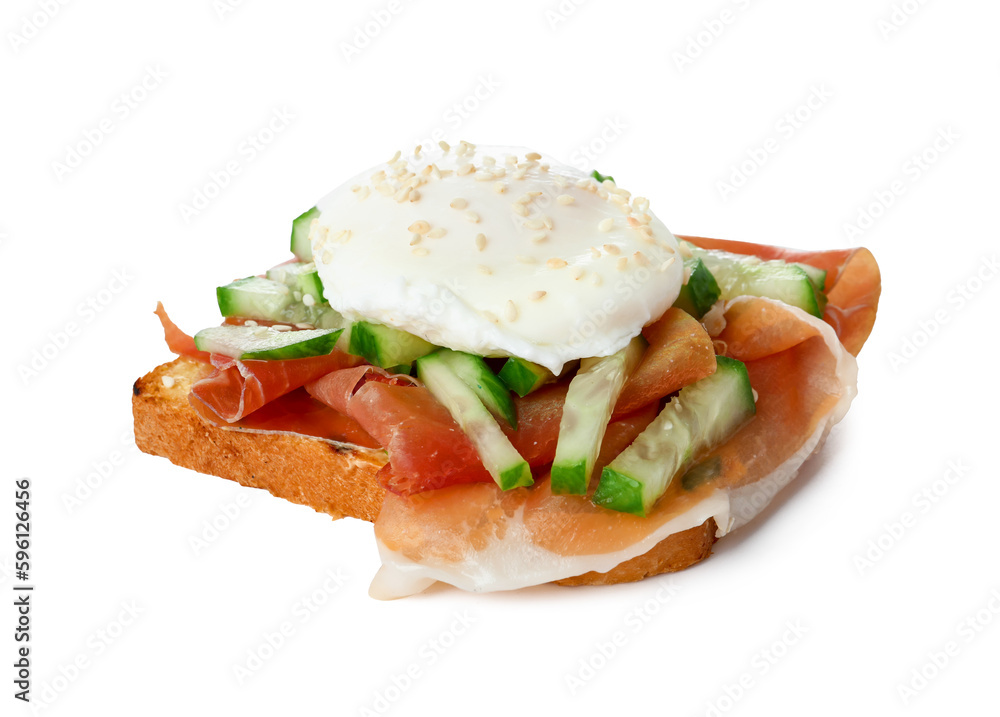 Tasty egg Benedict isolated on white background