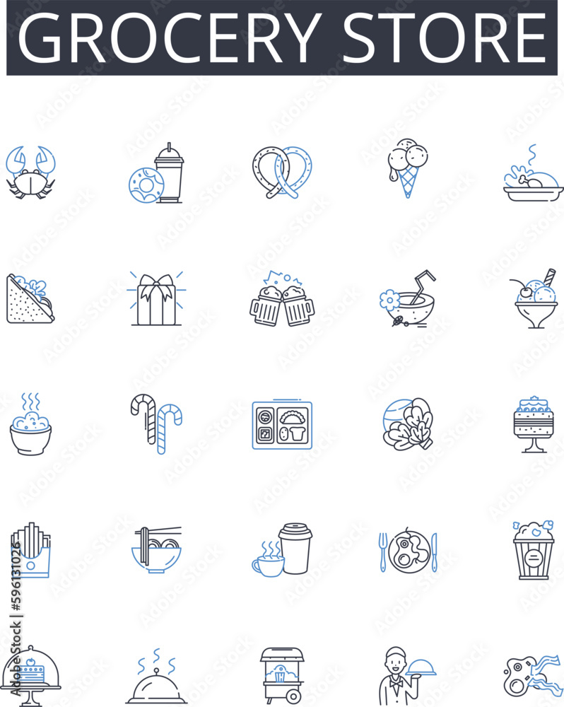 Grocery store line icons collection. Convenience store, Supermarket ...