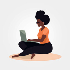 Wall Mural - woman working on laptop, vector illustration