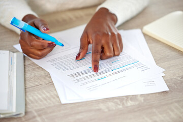 Sticker - Get hands on, get it done. an unrecognisable woman making notes while studying at home.