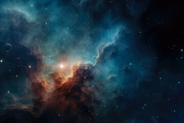 Wall Mural - Stellar Depths: Distant Nebula and Stars in a Deep Universe Illustration