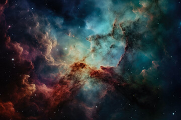 Wall Mural - Stellar Depths: Distant Nebula and Stars in a Deep Universe Illustration