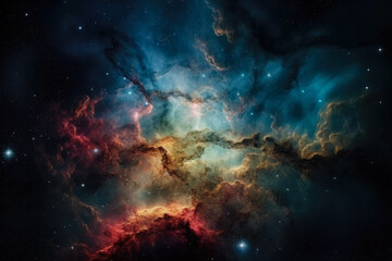 Wall Mural - Stellar Depths: Distant Nebula and Stars in a Deep Universe Illustration