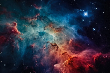 Wall Mural - Stellar Depths: Distant Nebula and Stars in a Deep Universe Illustration