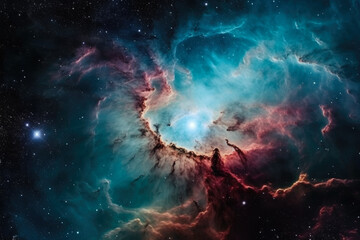 Wall Mural - Stellar Depths: Distant Nebula and Stars in a Deep Universe Illustration