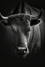 Bull Silhouette, Studio Photography, Black And White Photography, Animals, Wall Art, Generative Ai